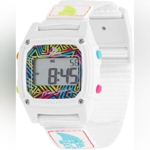 Freestyle Shark Classic Leash Watch White Rainbow Retro Digital Surf 300ft